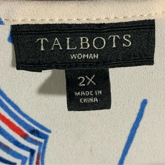 Talbots Plus Beach Umbrella Flutter Sleeve Blouse - Picture 11 of 12